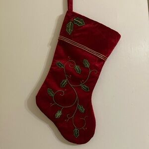 Beaded, Embroidered HOLLY Stocking